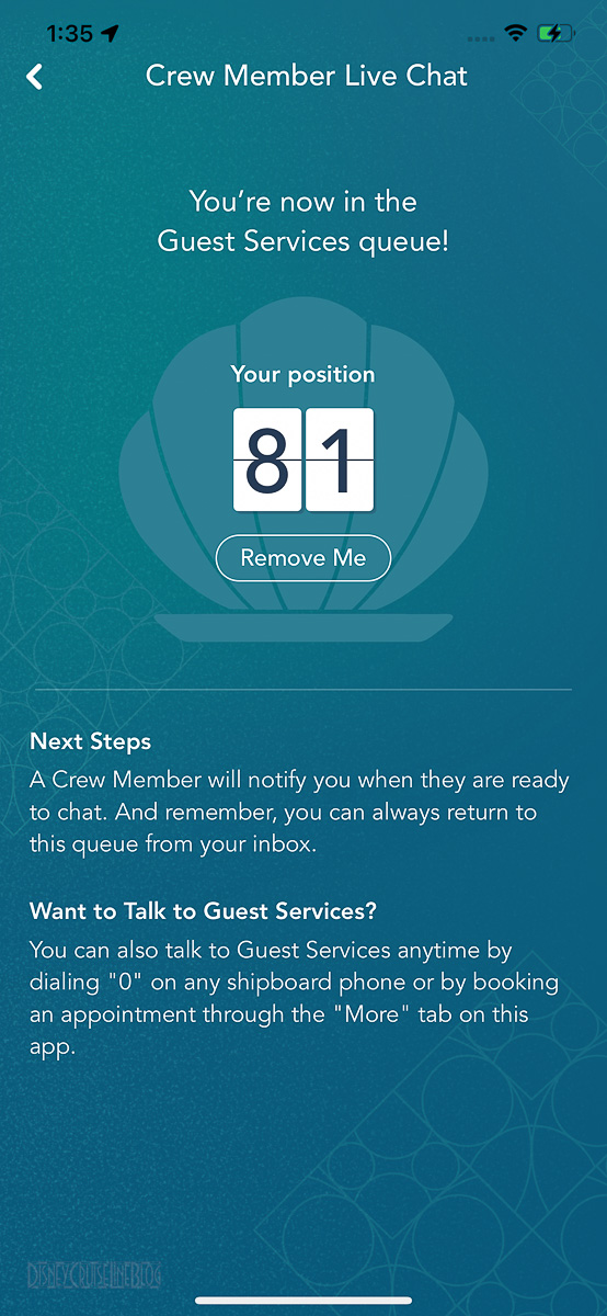 DCL Navigator App Guest Services Chat