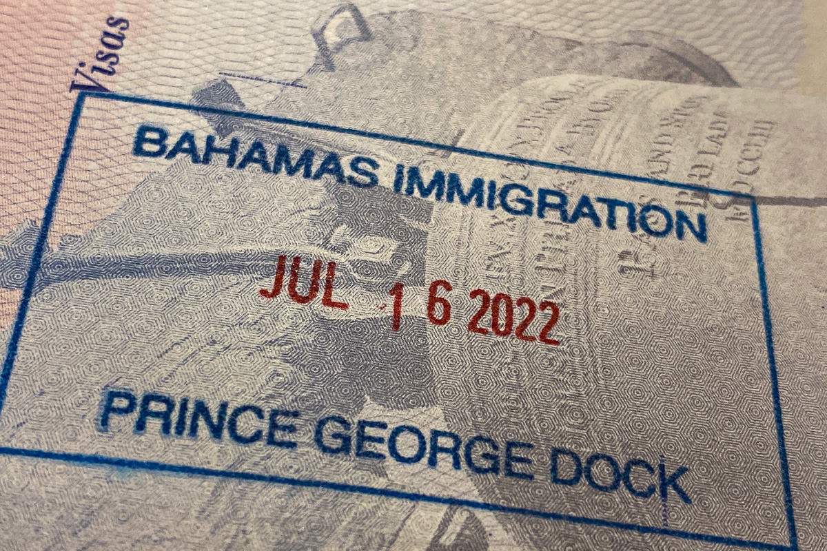 Προσωρινή σφραγίδα διαβατηρίου κρουαζιέρας Nassau