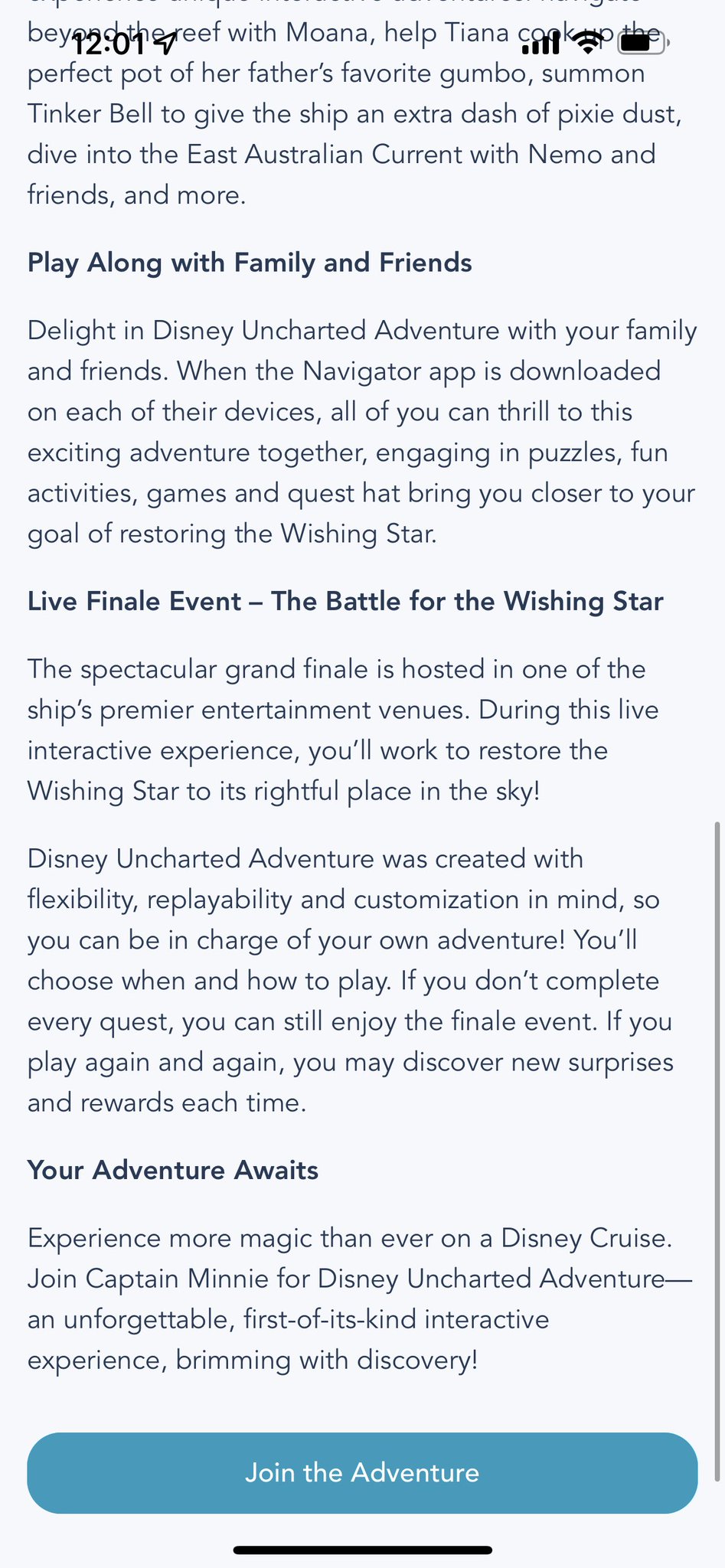 DCL Navigator App Disney Uncharted Adventure Learn More 2