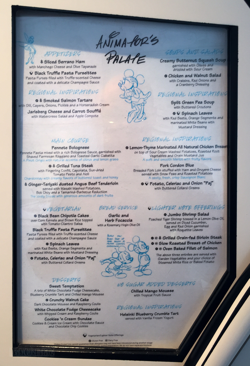 disney magic cruise restaurant menus