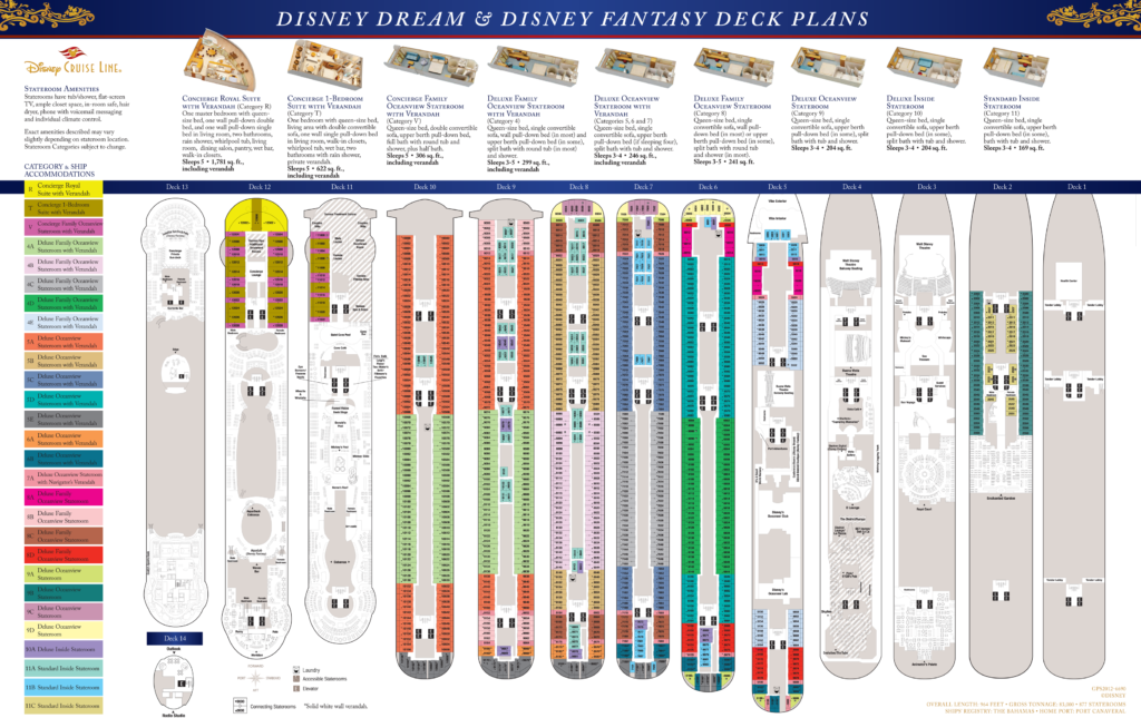 Disney Cruise Line's Disney Dream & Disney Fantasy Deck Plans
