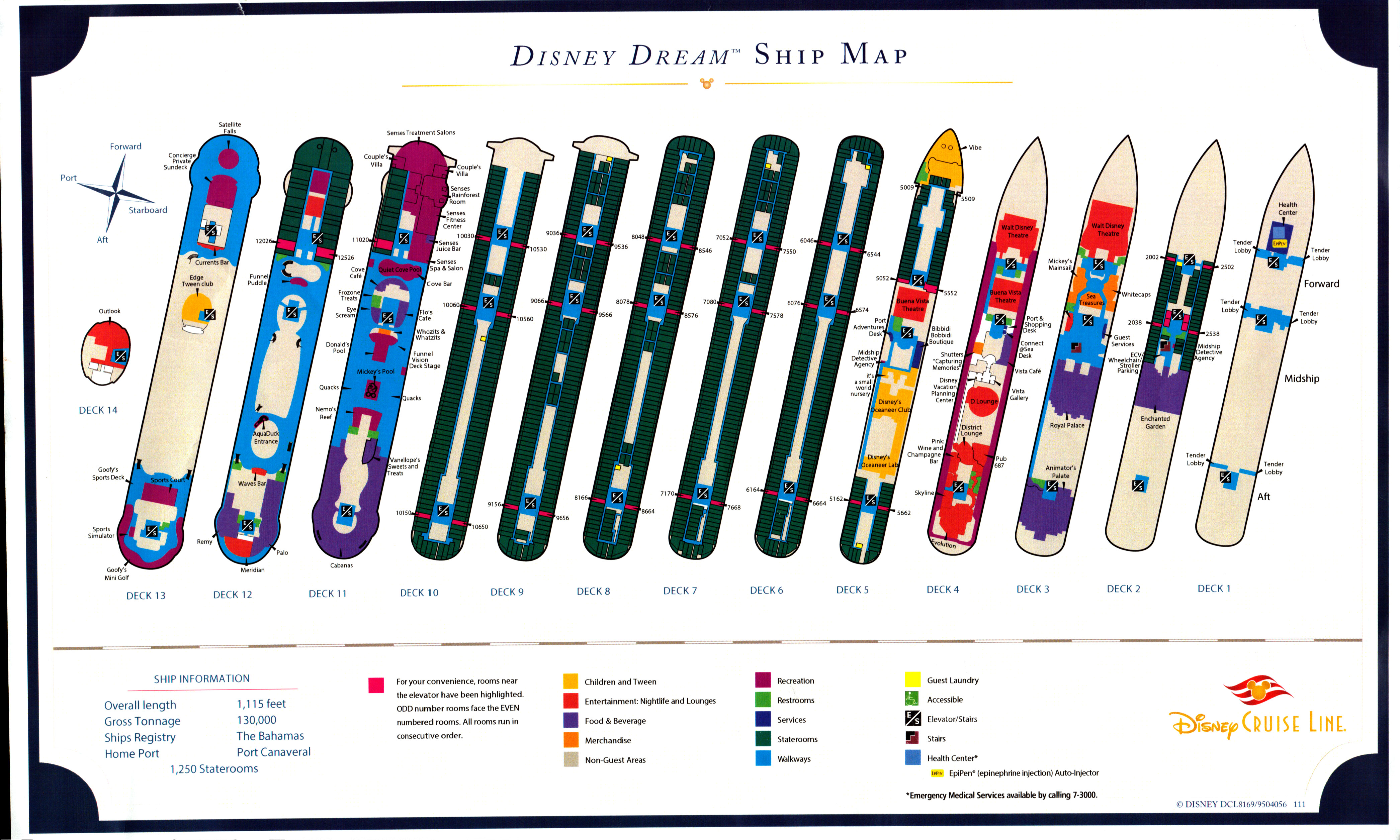 disney dream cruise ship route