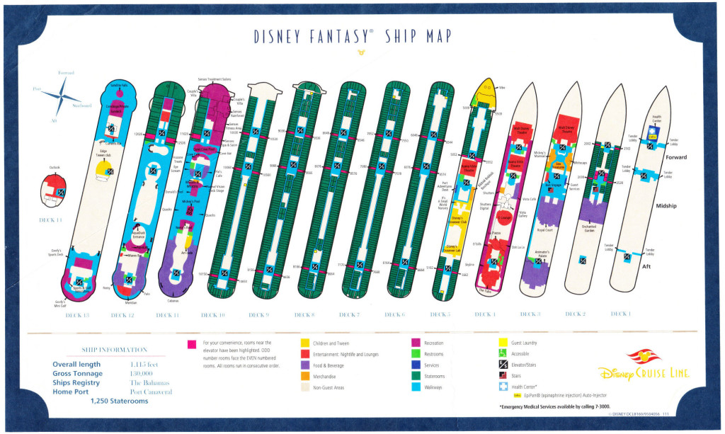 Disney Fantasy Ship Map Handout November 2015