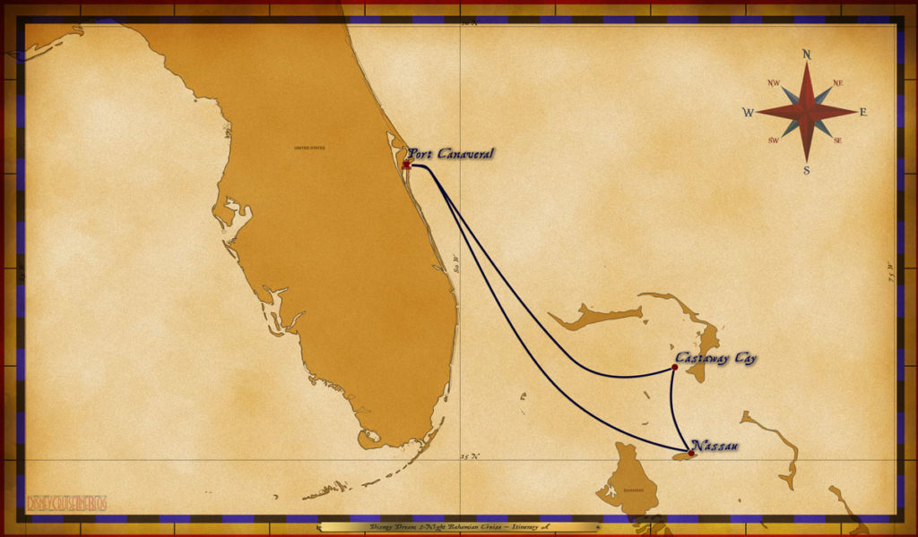 Map Dream 3-Night Bahamian Itinerary A