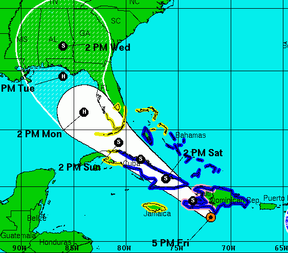 NHC 5-Day Cone August 24 2012 5 PM