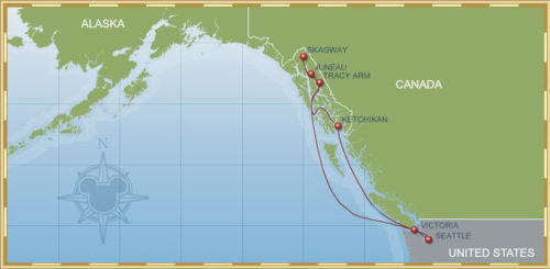 Itinerary Map 7-Night Alaskan Cruise