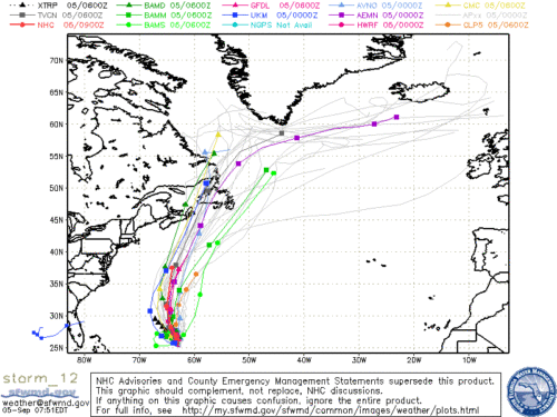 Tropical Storm Leslie Spaghetti Model 9/5/12 