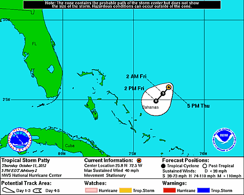 NHC 5-day Tropical Storm Patty 10/11/12 5PM