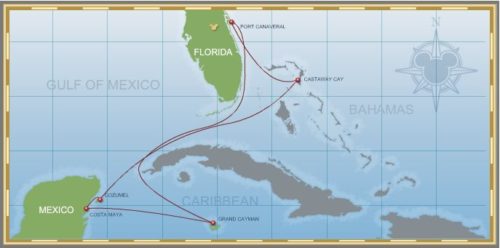 7-Night Western Caribbean Cruise on Disney Fantasy - Itinerary A Map