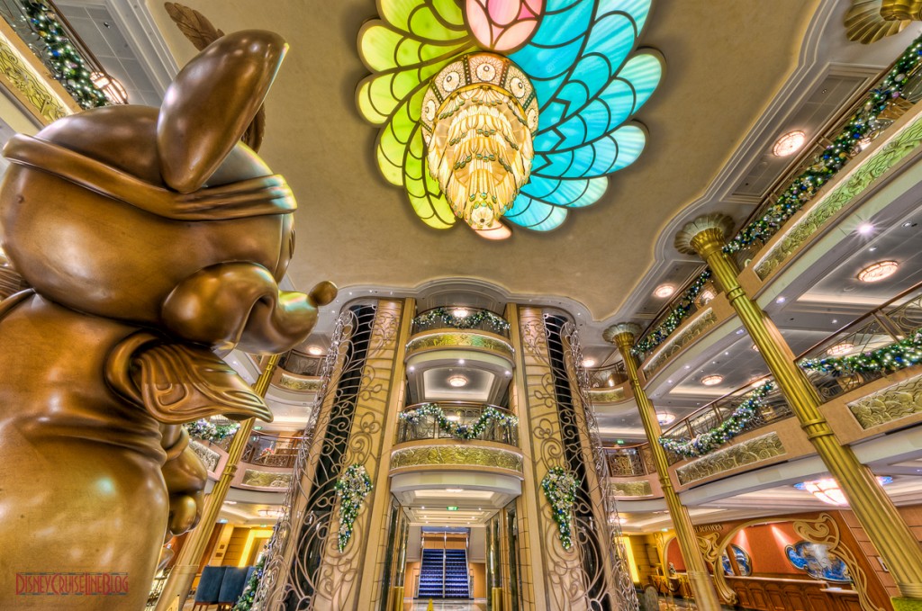 Disney Fantasy Atrium Lobby Christmas Decorations Minnie's POV