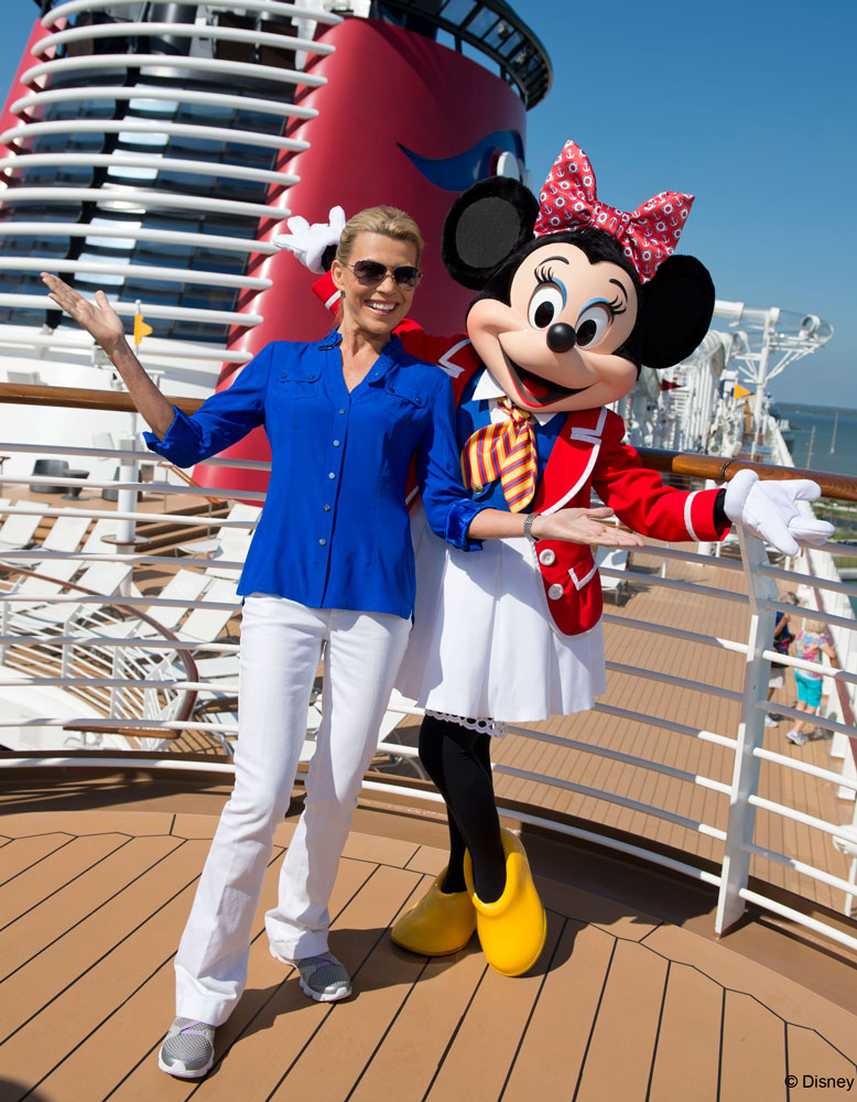 Wheel of Fortune's Vanna White with Minnie Mouse onboard the Disney Dream