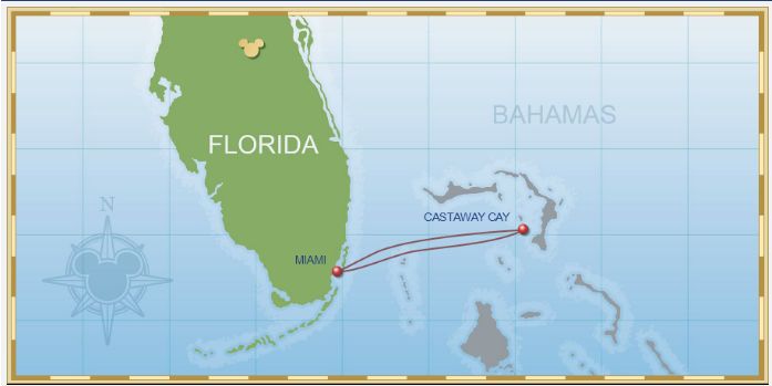 2 Night Bahamian Cruise Disney Magic Itinerary B Map