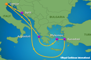 Royal Caribbean 7-Night Greek Isles & Turkey Itinerary Map