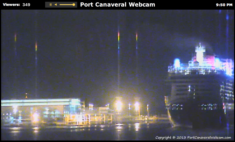 Disney Fantasy Leaving Port Canaveral Webcam April 6 2013 9:50 PM