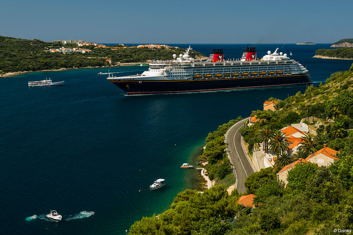 Franjo Tuđman Bridge view of the Disney Magic Dubrovnik, Coratia