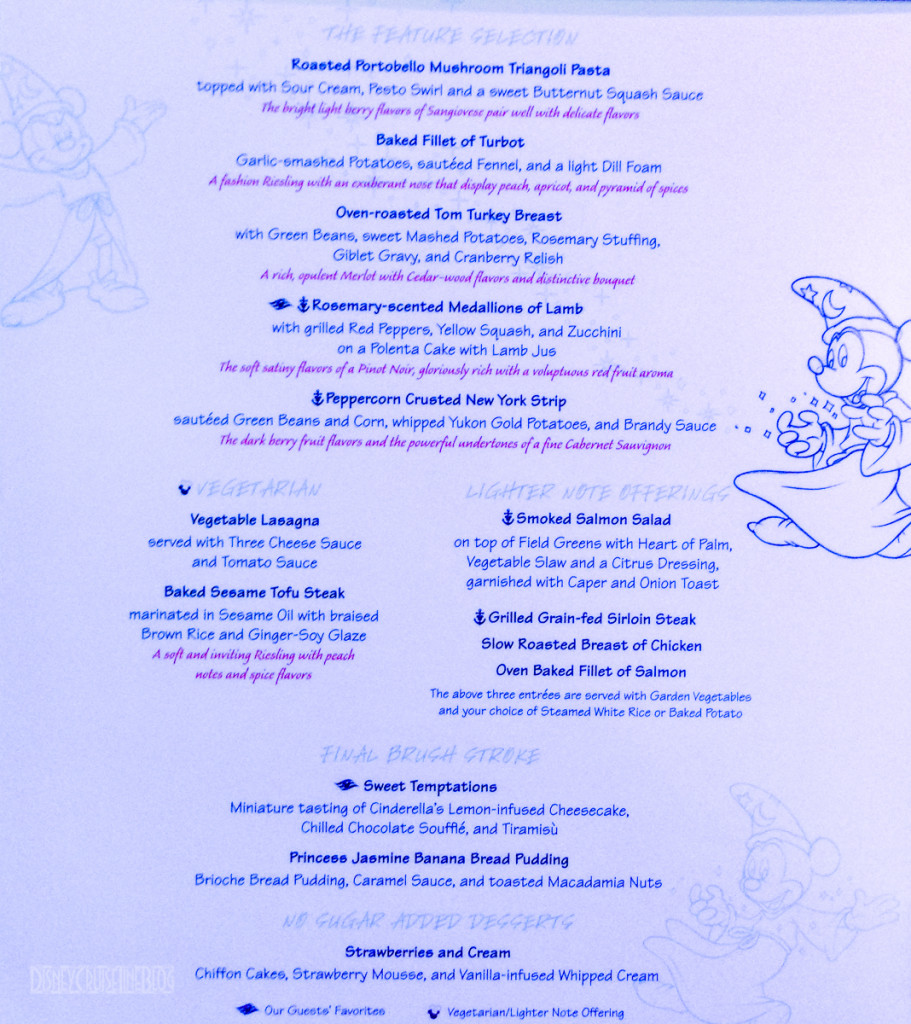 Animation Magic Dinner Menu Prince & Princess Night