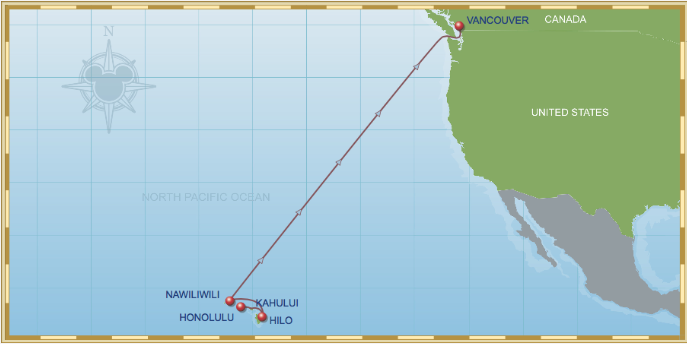 10 Night Hawaiian Cruise On Disney Wonder Itinerary B