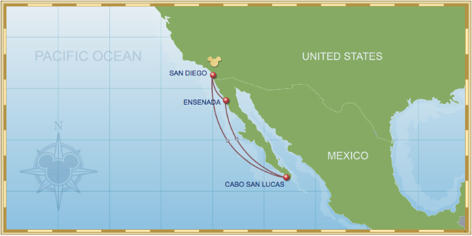 5 Night Baja Cruise On Disney Wonder Itinerary A