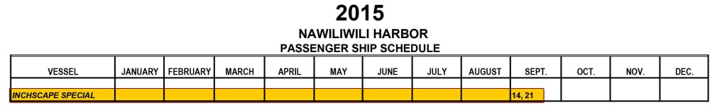 DCL Wonder Kauai Sept 2015 Port Schedule Inchcape Special