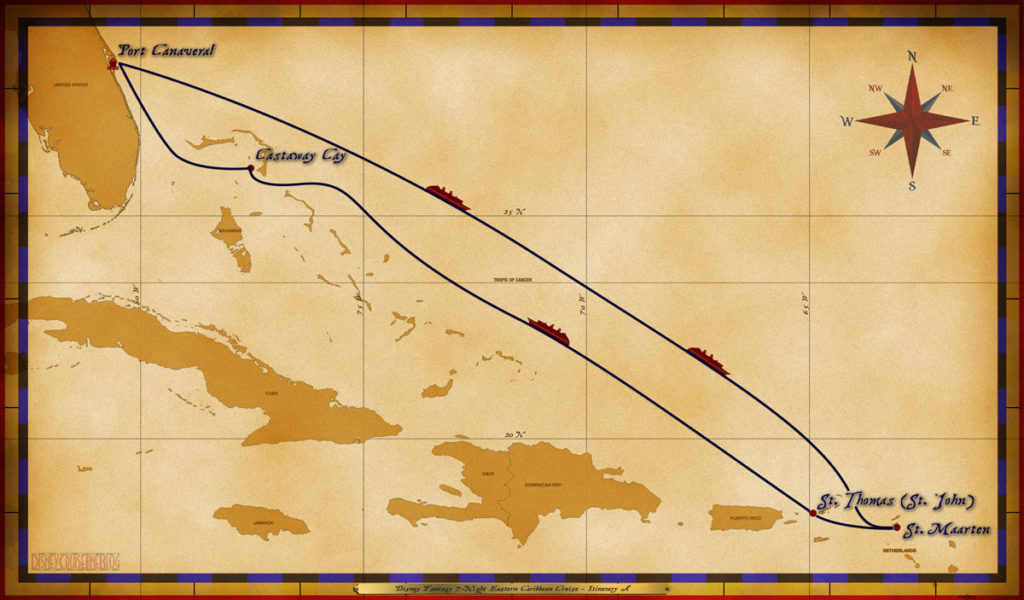 Map Fantasy 7 Night Eastern Caribbean Itinerary A