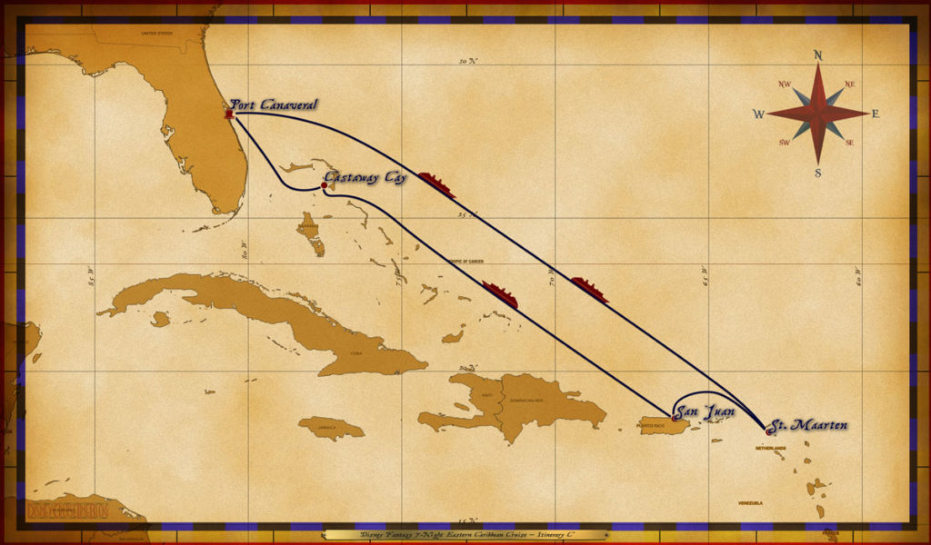 Map Fantasy 7 Night Eastern Caribbean Itinerary C