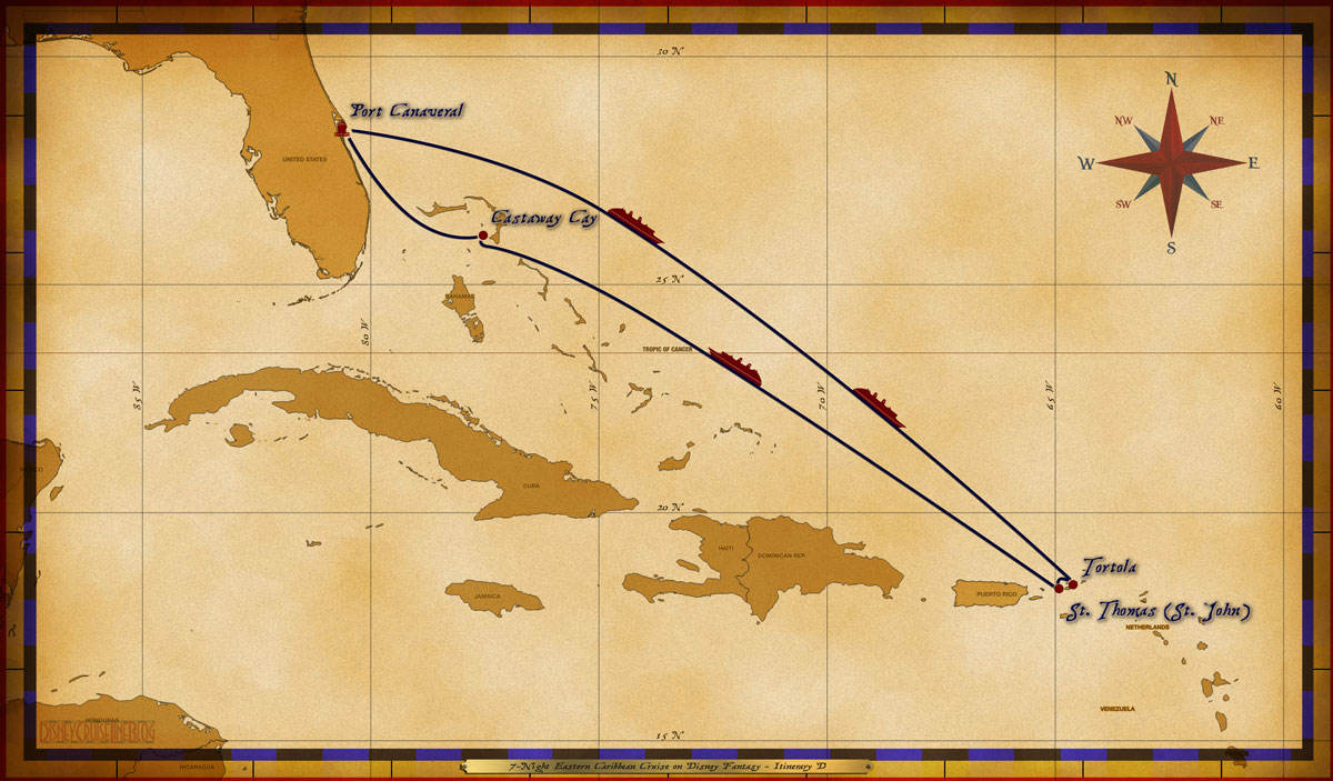 Map Fantasy 7 Night Eastern Caribbean Itinerary D