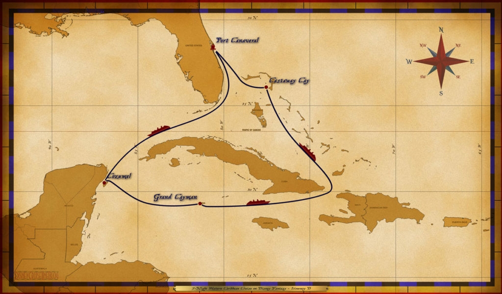 Map Fantasy 7 Night Western Caribbean Itinerary D