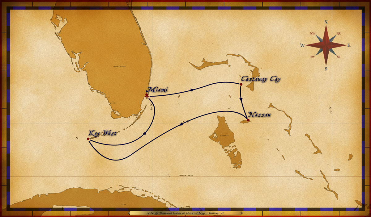 Map Magic 4 Night Bahamian Cruise Itinerary A