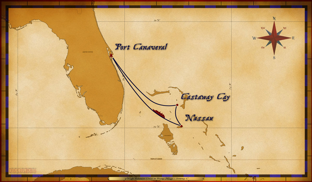 Map Magic 4 Night Bahamian Cruise Itinerary C