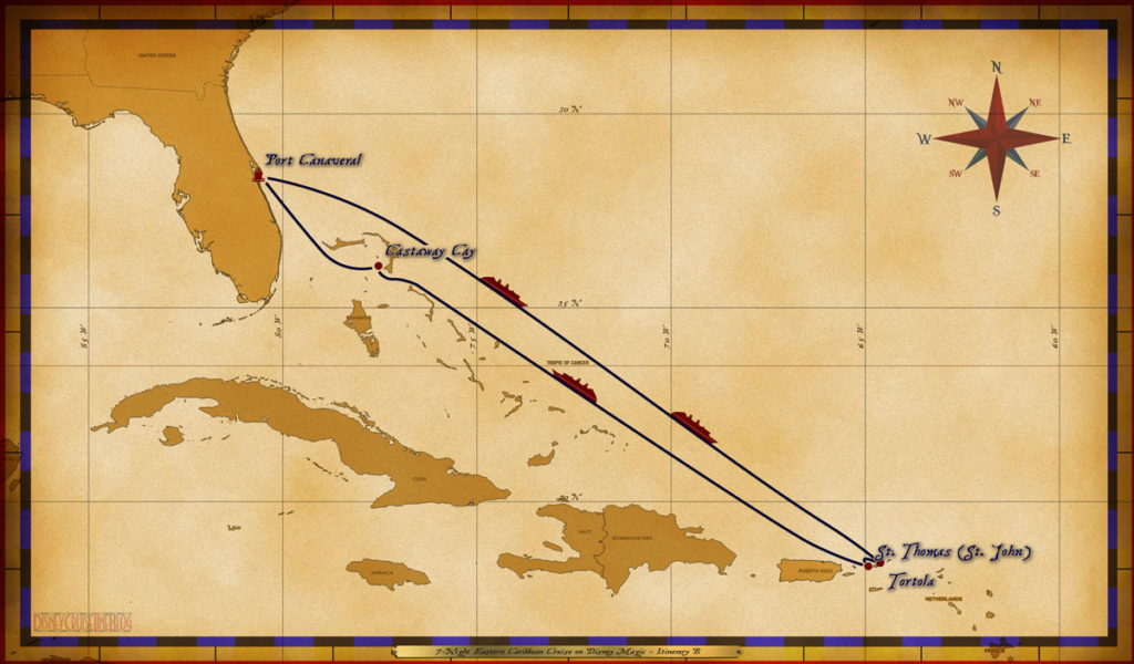 Map Magic 7 Night Eastern Caribbean Cruise Itinerary B