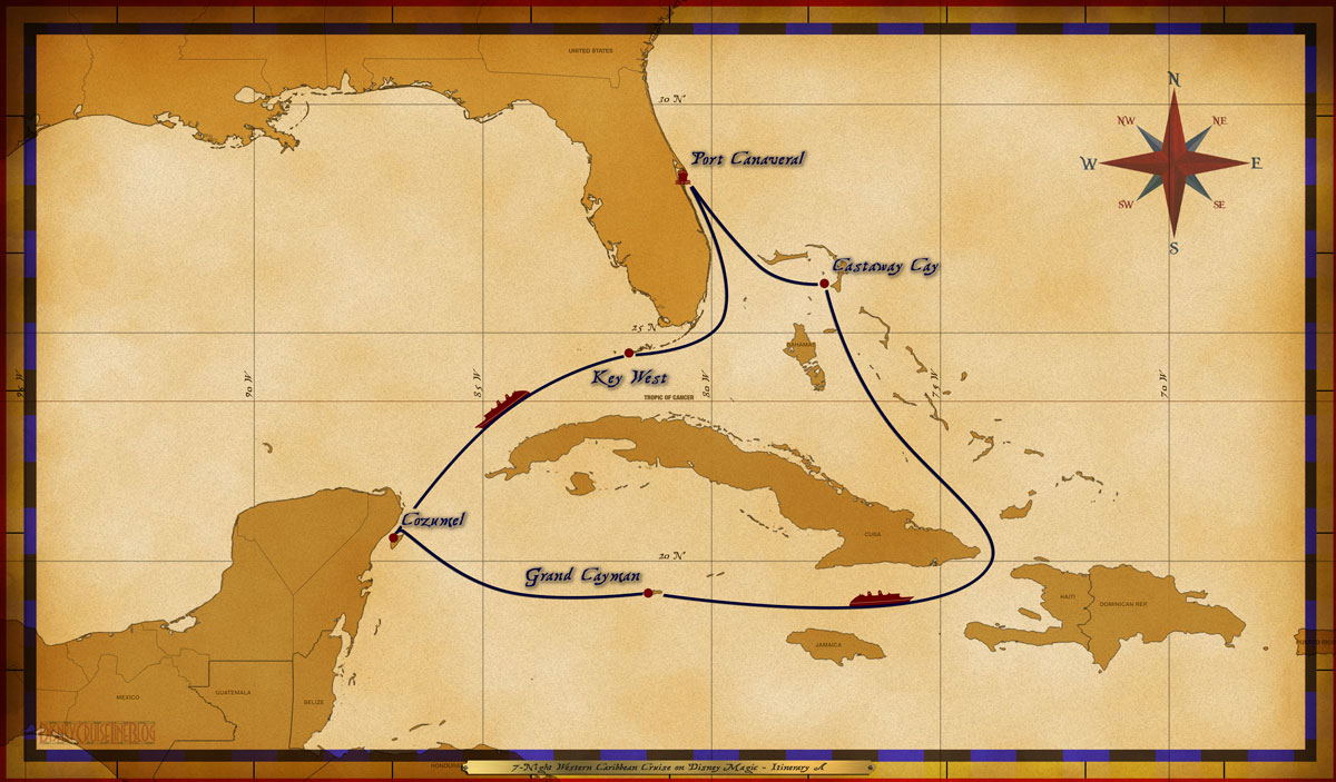 Map Magic 7 Night Western Caribbean Cruise Itinerary A