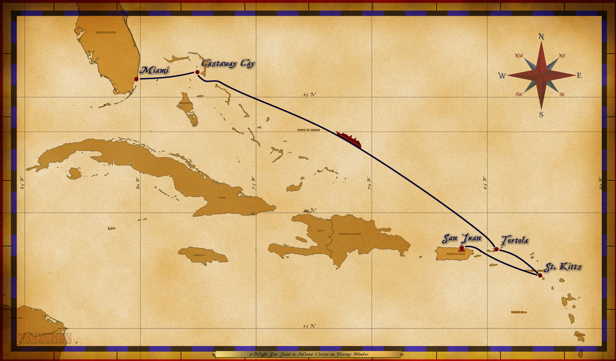 Map Wonder 5 Night San Juan To Miami Cruise
