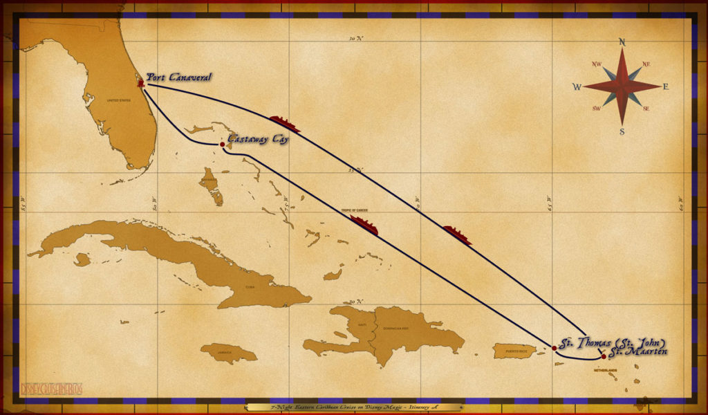Map Magic 7 Night Eastern Caribbean Cruise Itinerary A