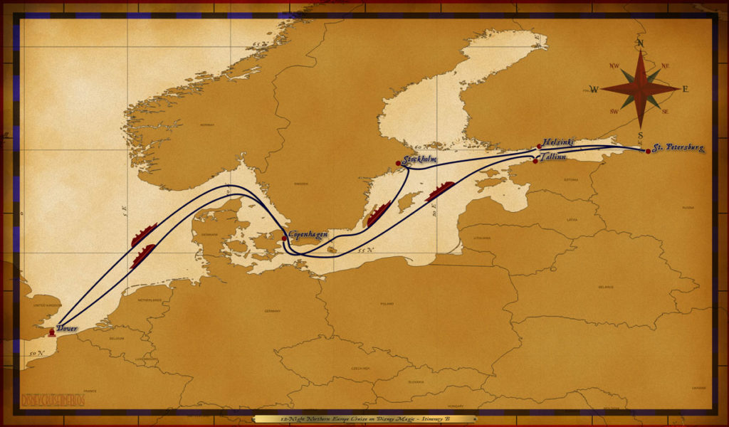 Map Magic 12 Night Northern Europe Cruise Itinerary B