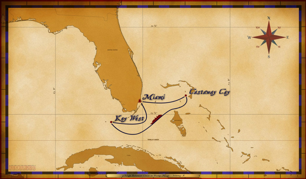Map Magic 4 Night Bahamian Cruise Itinerary E
