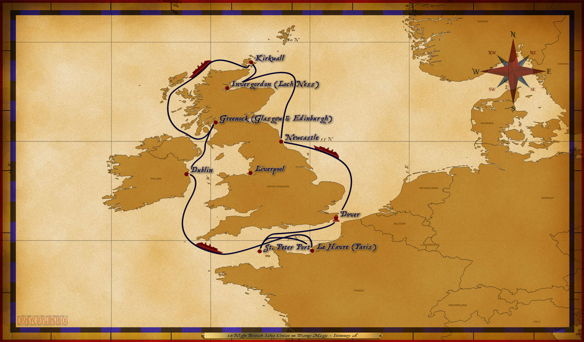 Map Magic 12 Night British Isles Cruise On Disney Magic Itinerary A