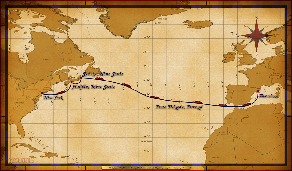 Map Magic 11 Night Westbound Transatlantic Itinerary B
