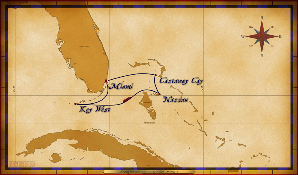 Magic Map 5 Night Bahamian Cruise Disney Magic Itinerary E