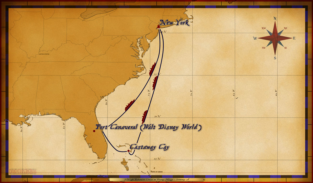 Map Magic 7 Night Bahamian Cruise On Disney Magic Itinerary A