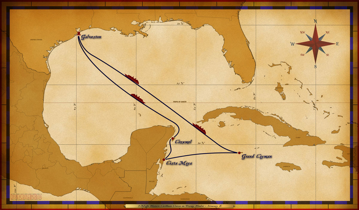 Map Magic 7 Night Western Caribbean Cruise On Disney Wonder Itinerary E