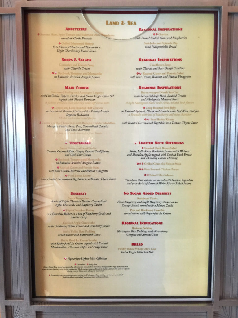 Land And Sea Complete Dinner Menu Magic July 2015