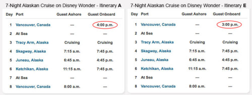 DCL 2016 Alaska 7N Itinerary Name Change A To E