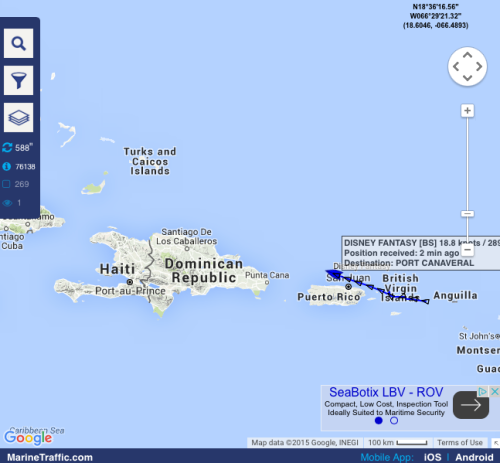 DCL Fantasy Hurricane JOAQUIN Port Canaveral Map