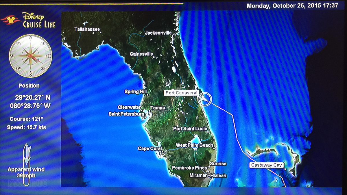 Stateroom TV Map Day 1 Port Canaveral