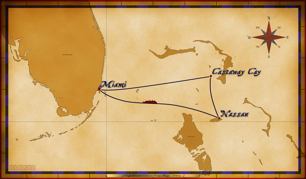 Map Magic 4 Night Bahamian Cruise On Disney Magic Itinerary J Miami