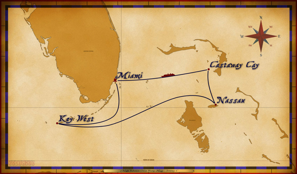 Map Magic 5 Night Bahamian Cruise On Disney Magic Itinerary B Miami