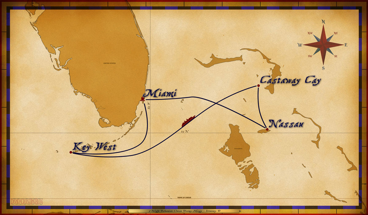 Map Magic 5 Night Bahamian Cruise On Disney Magic Itinerary D Miami