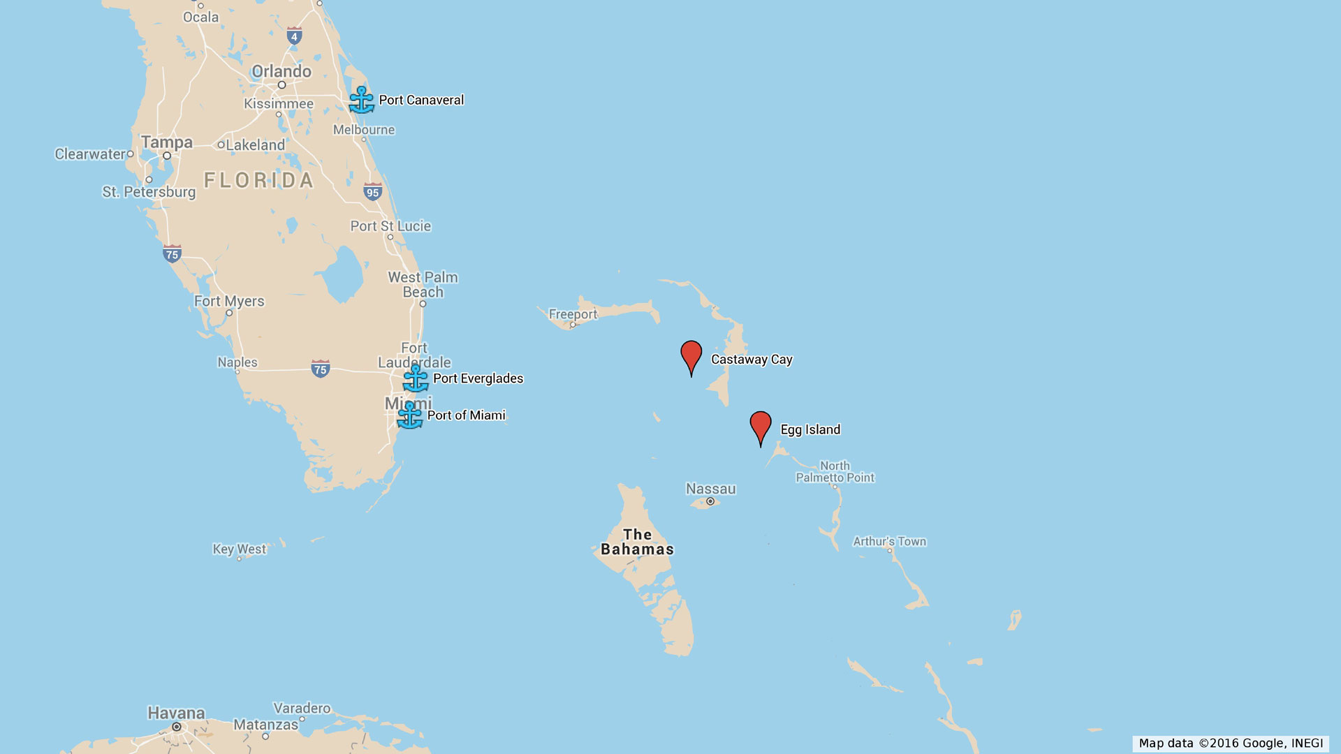 Florida Cruise Ports Castaway Cay Egg Island Map.