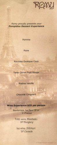 Remy Pompidou Dessert Experence Menu June 2016