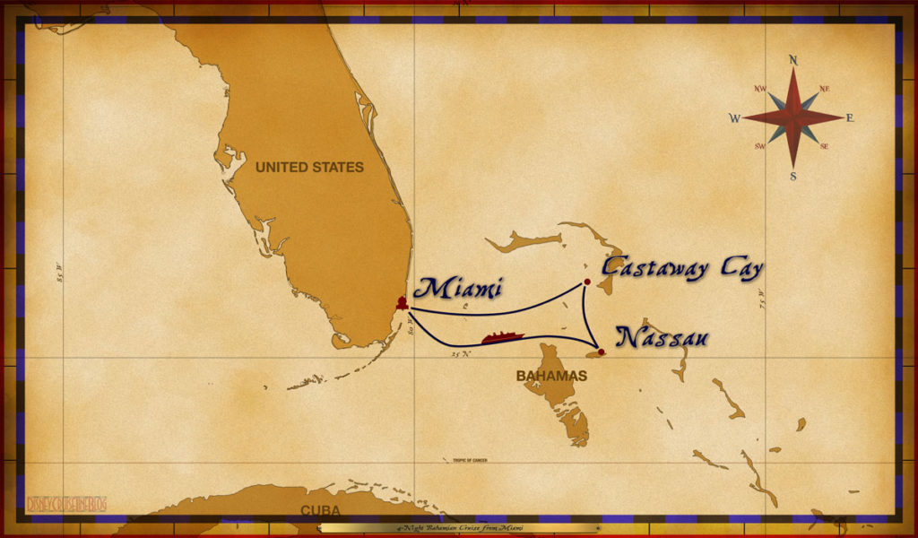 Map Magic 4 Night Bahamian Cruise MIA SEA NAS CC